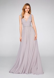 Elegant evasé cocktail dress with V-neck (8315)