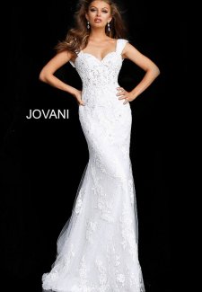Off White Cap Sleeve Embroidered Wedding Gown JB63169