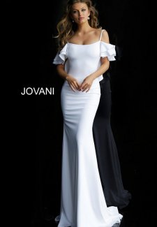 Off White Ruffle V Back Scuba Wedding Dress 59248