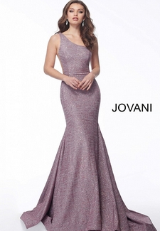 Mauve One Shoulder Glitter Prom Dress 67650