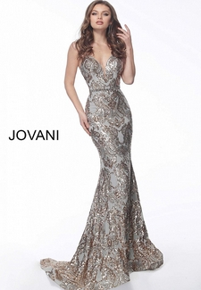 Gold Silver Sweetheart Neckline Sequin Prom Dress 67347