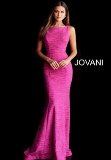 Fuchsia Backless Fitted Long Prom Dress 45830