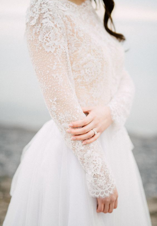 Вдохновение: свадебные платья с кружевными рукавами